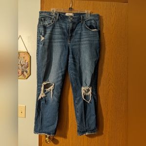 Abercrombie & Fitch The Boyfriend Mid Rise Distressed Jeans Size 33